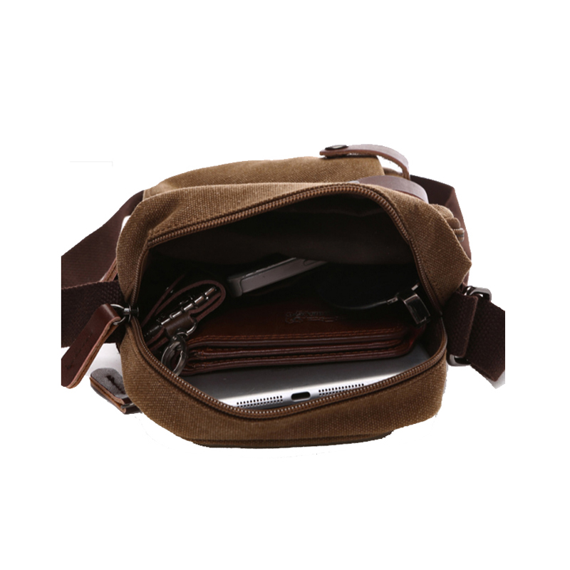 Bolso bandolera tipo mensajero pequeño de lona para hombre