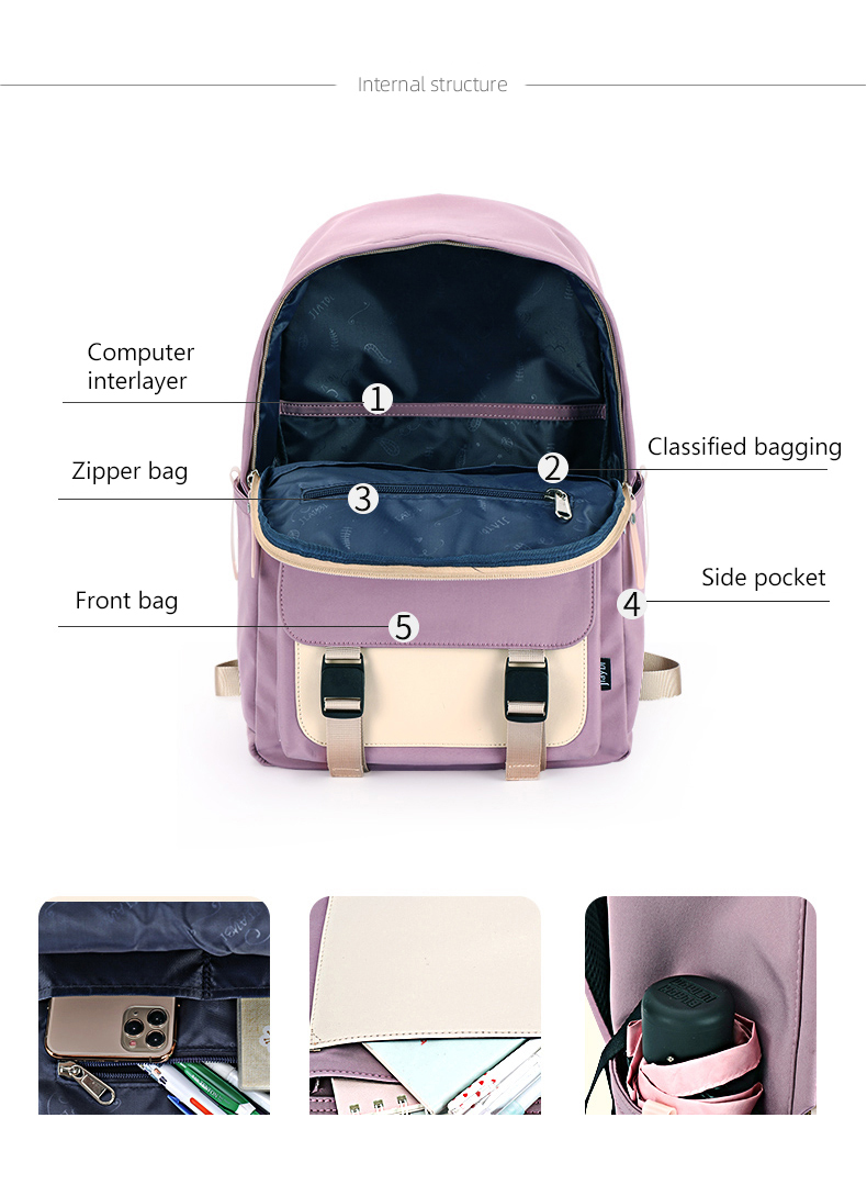 Mochila impermeable para portátil, mochila escolar personalizada de viaje de nailon