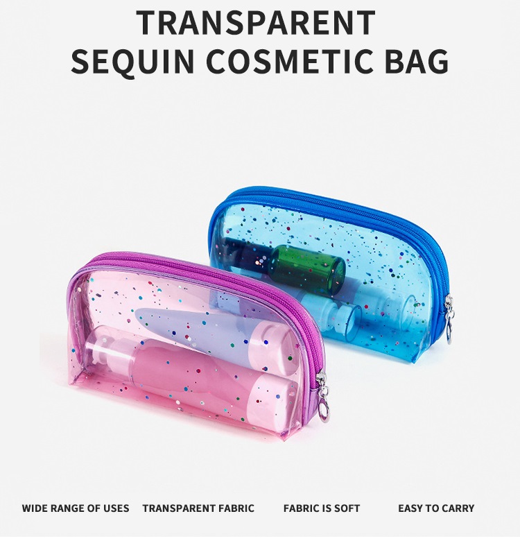 Bolsa de cosméticos de concha impermeable para almacenamiento de artículos de tocador translúcido personalizado