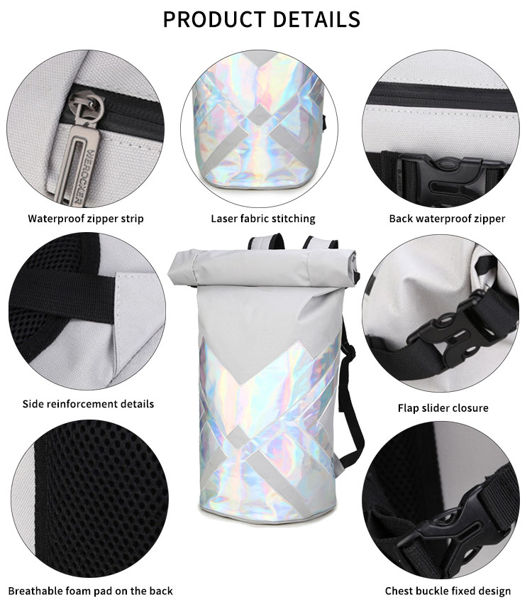 Bolsa de mochila impermeable para ciclismo Roll Top Sport Silver