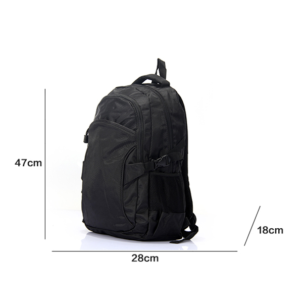 Mochila negra para portátil, mochila deportiva impermeable de nailon personalizada