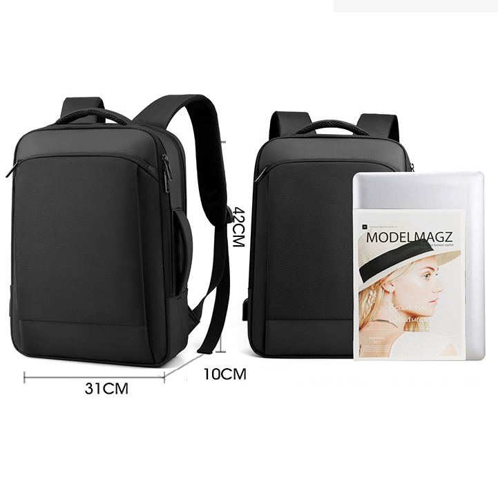 Mochila para portátil de negocios impermeable con usb expandible oxford