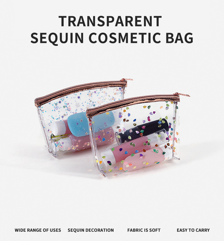 Bolsa de cosméticos con cremallera de PVC bolsa de lavado impermeable transparente