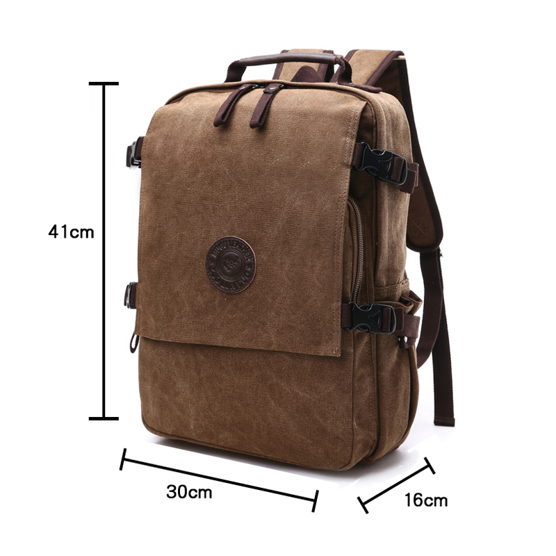 Mochila Hombre Coffee Canvas con cremallera