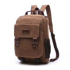 Mochila mini Coffee Canvas con bolsillos