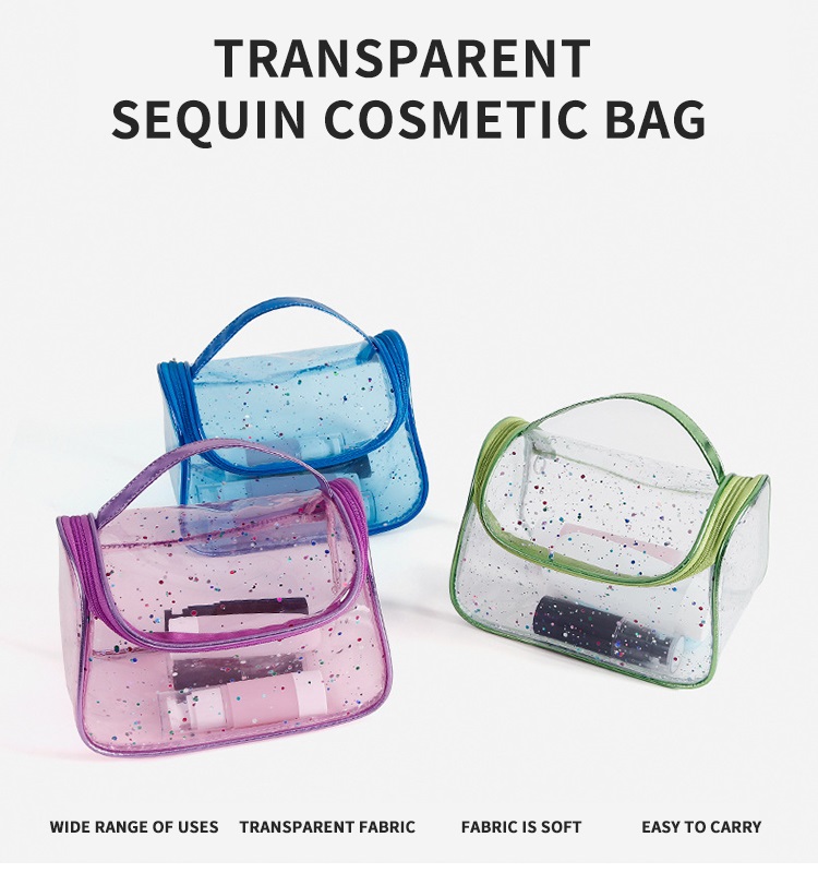 Bolso cosmético de PVC de viaje de lavado transparente portátil personalizado