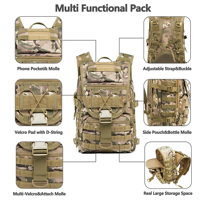 Montañismo senderismo impermeable gran mochila de camuflaje