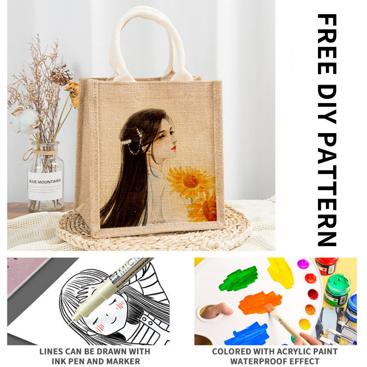 Jute Gift Retro Almuerzo Retro Tote Compras Bolsa personalizada