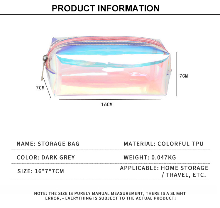 Neceser de almacenamiento transparente impermeable de TPU colorido holográfico