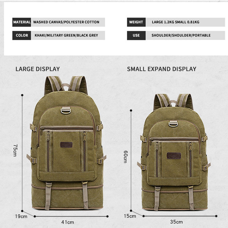 Senderismo durable camping hombres mochila de lona grande