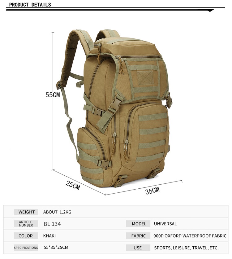 Mochila táctica militar molle ejército camping montaña 50L