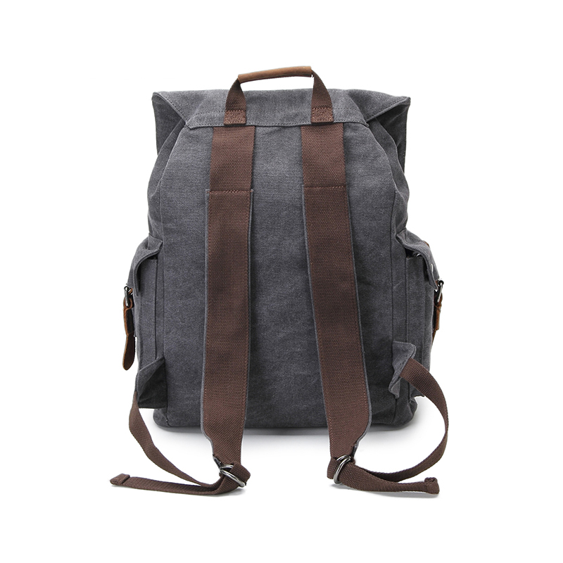 Mochila mini de Lona gris con cremallera