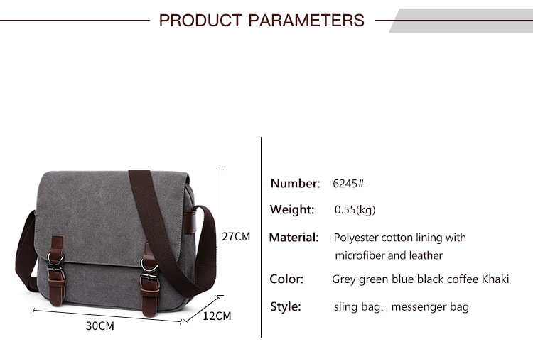 Crossbody Shoulder Trabajo Messenger Bolsa de lienzo para hombres