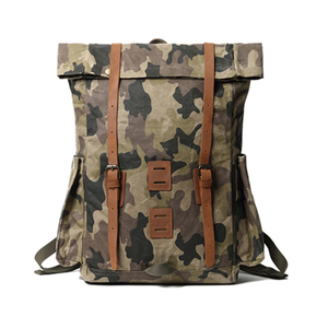 mochila de cuero de camuflaje mochila de lona encerada para hombres