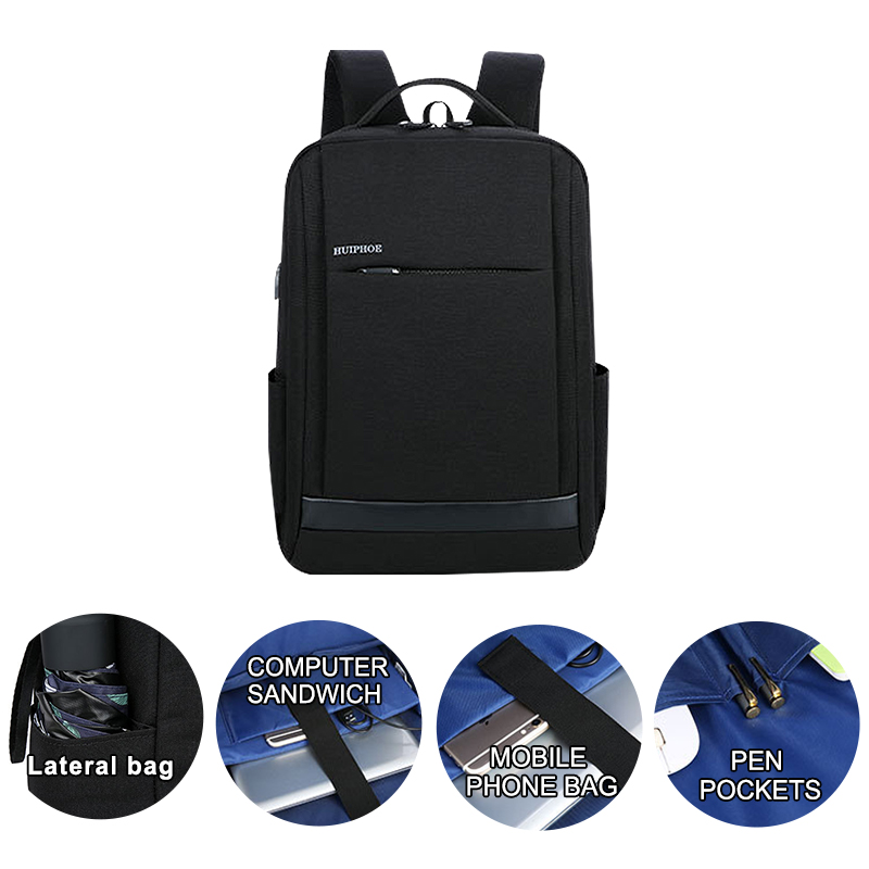 Mochila para portátil de negocios resistente al agua USB antirrobo personalizada