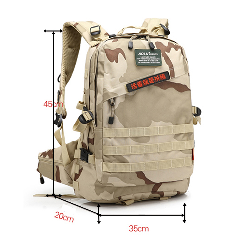 Mochila molle táctica militar de asalto de montañismo de camuflaje grande