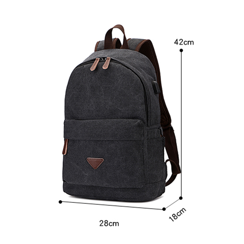 Mochila de viaje escolar unisex Bolsa de lona con USB